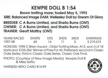 1999 Harness Heroes #14 Kewpie Doll B Back